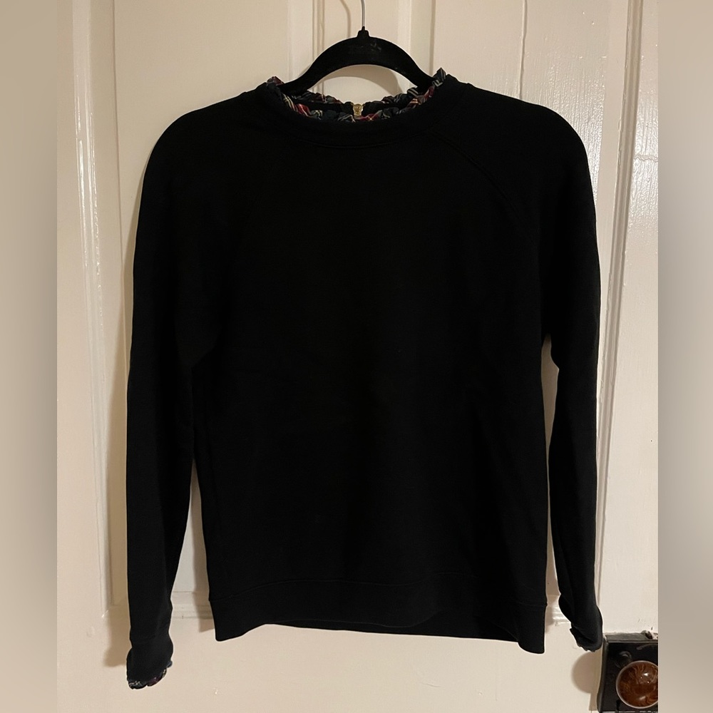 J. Crew Mercantile Crew Neck Sweater - Plaid Collar Detail